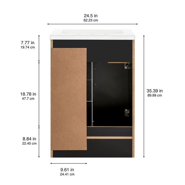 Style Selections Cauley 24-in Black Single Sink Bathroom Vanity with White Cultured Marble Top