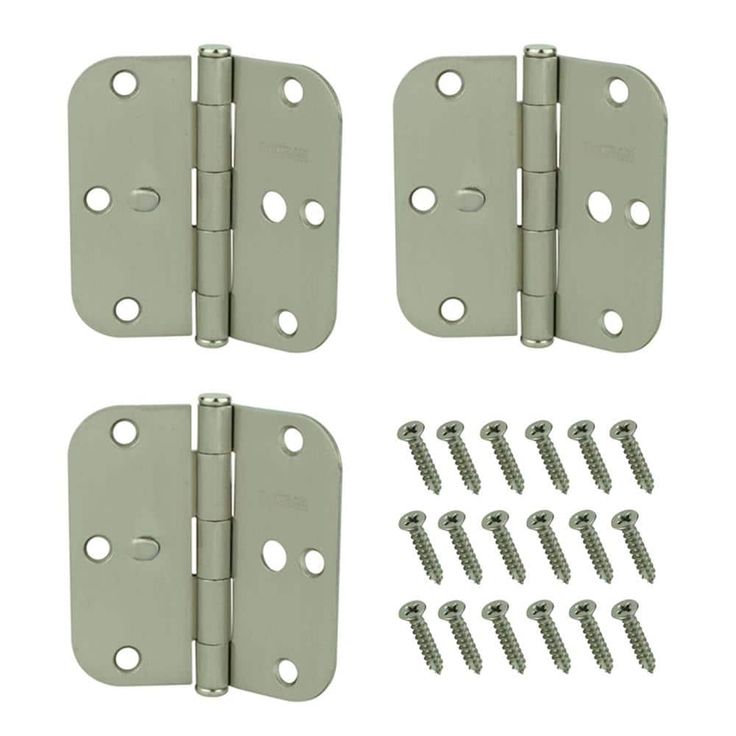 3-1/2 in. Satin Nickel 5/8 in. Radius Security Door Hinges Value Pack (3-Pack)