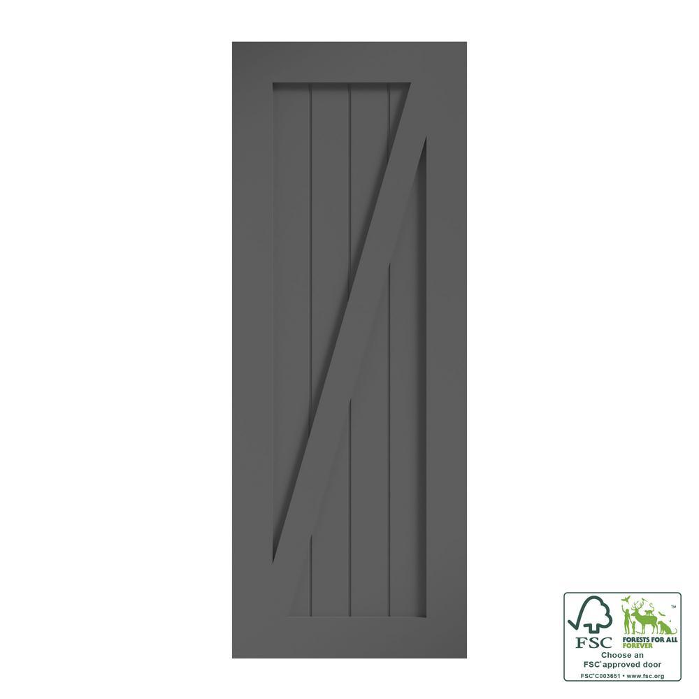36 in. x 84 in. Z-Shape Solid Core Grey Finished Interior Barn Door Slab - Super Arbor