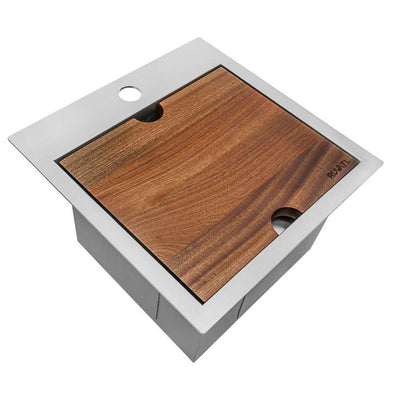 Workstation Drop-in Stainless Steel 15 in. x 15 in. Topmount Bar Prep RV Kitchen Sink 16-Gauge Square Single Bowl