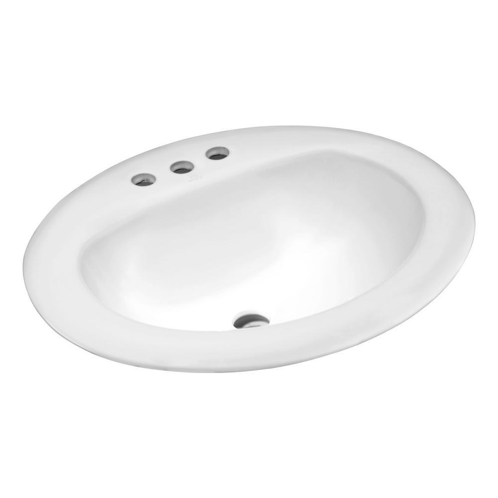Cadenza Series 7.5 in. Ceramic Drop In Sink Basin in White - Super Arbor