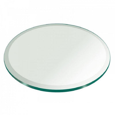 12 in. Clear Round Glass Table Top, 1/2 in. Thickness Tempered Beveled Edge Polished - Super Arbor