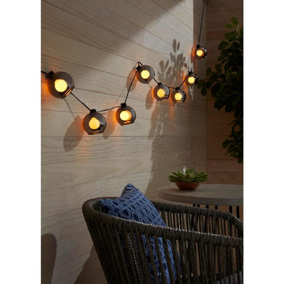 Outdoor/Indoor 10 ft. Plug-In Incandescent G Type Bulb String Light with 8-Smoky Glass Shades