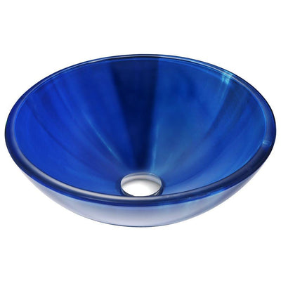 Meno Series Deco-Glass Vessel Sink in Lustrous Blue - Super Arbor