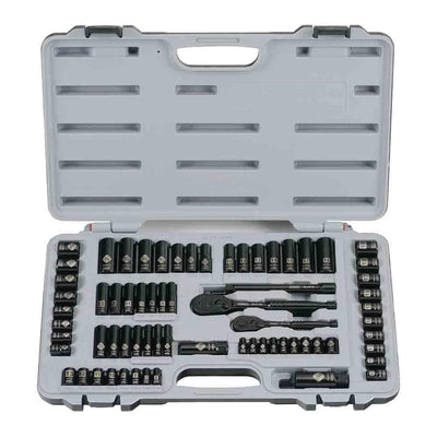 1/4 in. & 3/8 in. Drive Black Chrome Laser Etched  SAE  Mechanics Tool Set (69-Piece) - Super Arbor