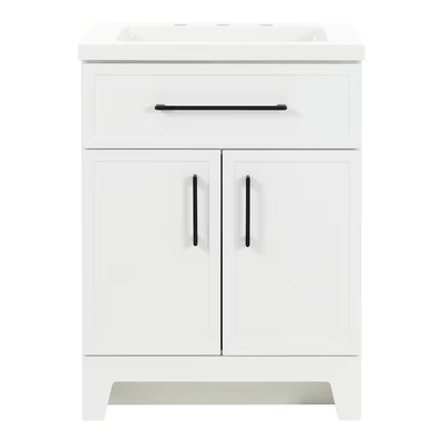 Style Selections Potter 24-in White Single Sink Bathroom Vanity with White Cultured Marble Top