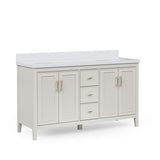 Style Selections Alaia 60-in Muse Gray Undermount Double Sink Bathroom Vanity with White Engineered Stone Top