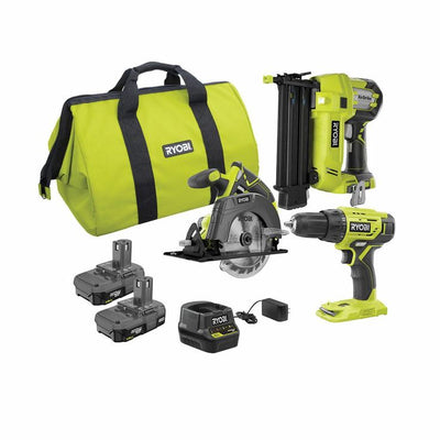 18-Volt ONE+ Lithium-Ion Cordless 2-Tool Combo Kit with Drill/Driver, Circular Saw, AirStrike 18-Gauge Brad Nailer