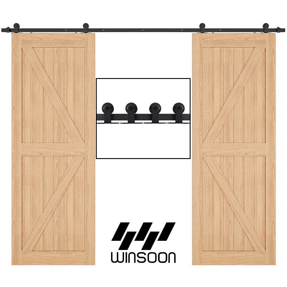 12 ft. /144 in. Top Mount Sliding Barn Door Hardware Track Kit for Double Doors with Non-Routed Floor Guide - Super Arbor