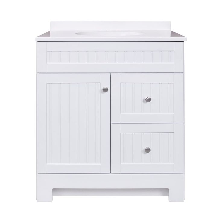 Style Selections Ellenbee 30.5-in White Single Sink Bathroom Vanity with White Cultured Marble Top