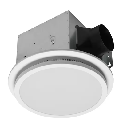 Decorative White 110 CFM Ceiling Mount Bathroom Exhaust Fan with Bluetooth, Humidity Sensor, and LED Light