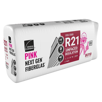 Owens Corning R-21 Un-Faced Fiberglass Insulation Batts 6 in. x 24 in. x 96 in. (4 Bags)