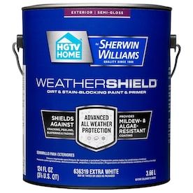 HGTV HOME by Sherwin-Williams Weathershield Extra White Semi-Gloss Exterior Paint (Actual Net Contents: 124-fl oz)