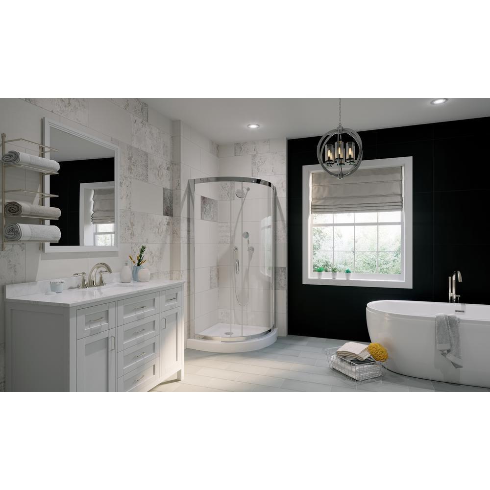 Breeze 34 in. L x 34 in. W x 76 in. H Corner Shower Kit with Reversible Sliding Door and Shower Base - Super Arbor
