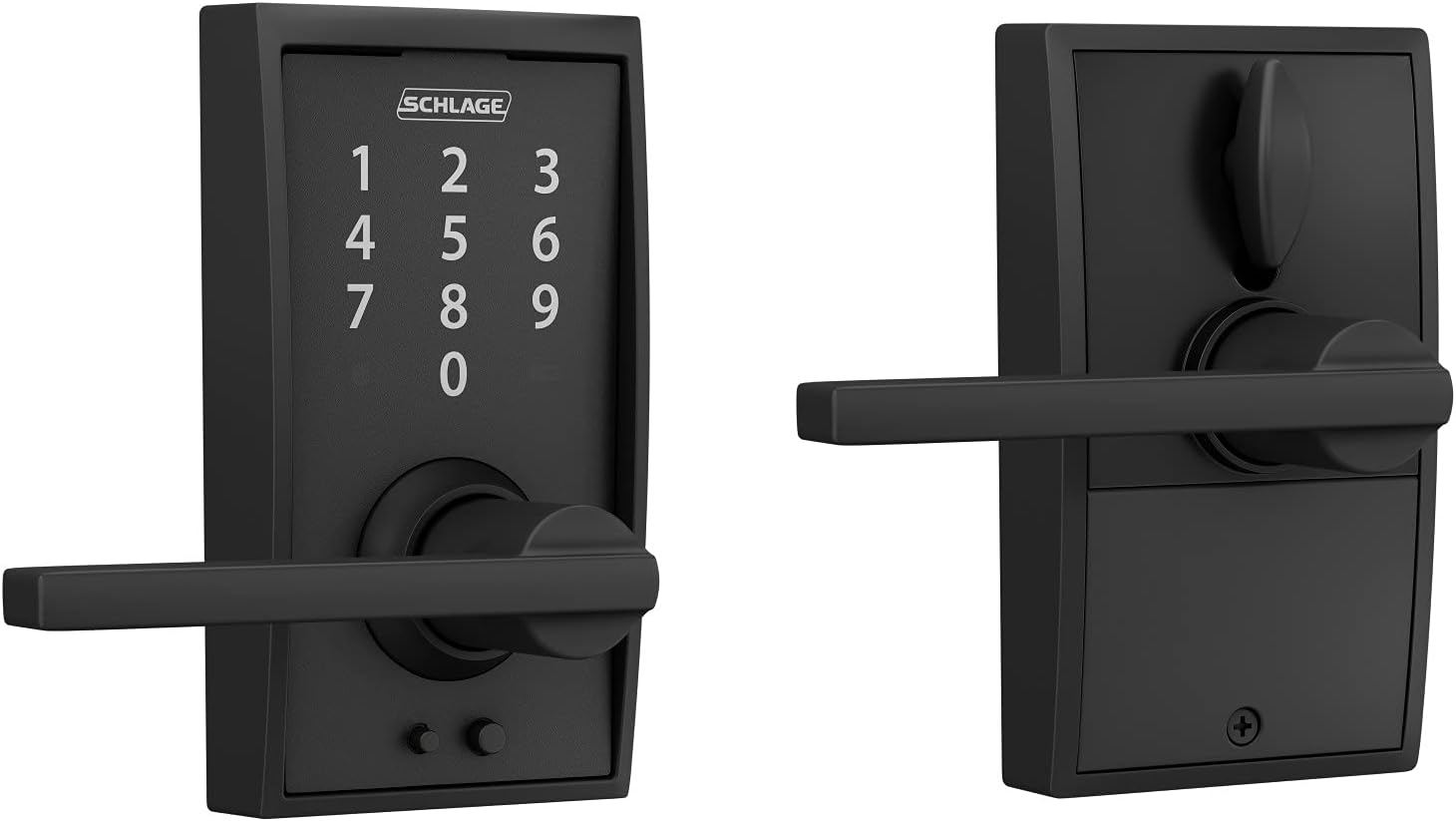 Schlage Century Matte Black Electronic Keyless Door Lock with Latitude ...