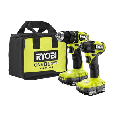 ONE+ HP 18V Brushless Cordless Compact 1/2 in. Drill and Impact Driver Kit with (2) 1.5 Ah Batteries, Charger and Bag