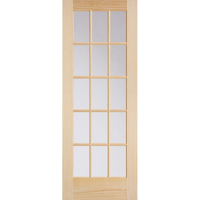 30 in. x 80 in. French 15-Lite Solid-Core Smooth Unfinished Pine Veneer Composite Interior Door Slab