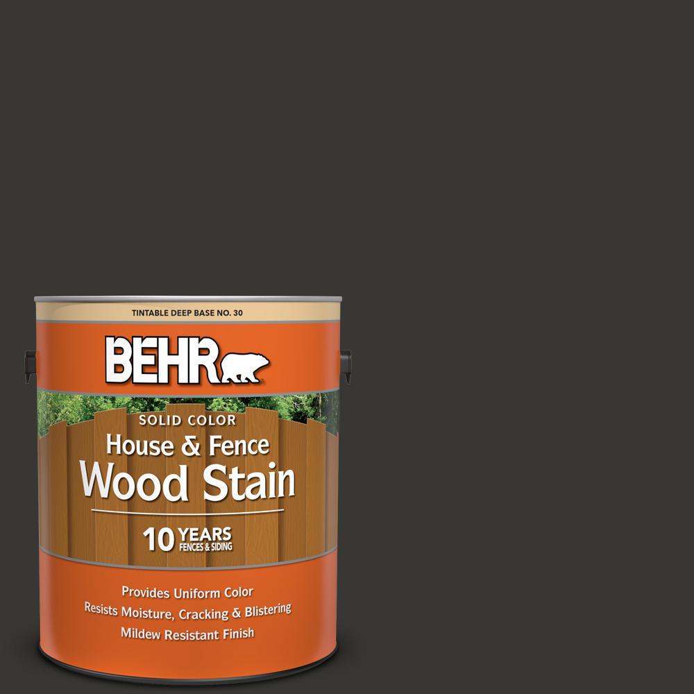 BEHR 5 gal. Black Solid Color House and Fence Exterior Wood Stain - Super Arbor