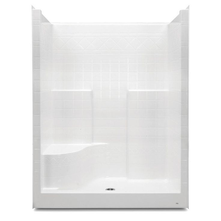 Everyday 60 in. x 36 in. x 76 in. 1-Piece Shower Stall with Left Seat and Center Drain in White