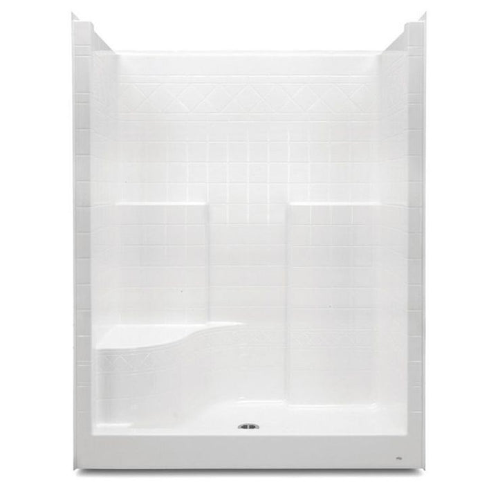 Everyday 60 in. x 36 in. x 76 in. 1-Piece Shower Stall with Left Seat and Center Drain in White