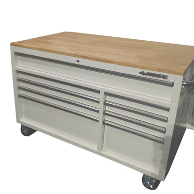 Husky 52 in. 9-Drawer Mobile Workbench in Gloss White