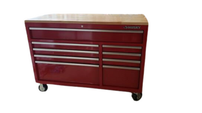 Husky 52 in. W 9-Drawer Deep Tool Chest Mobile Workbench in Gloss Red