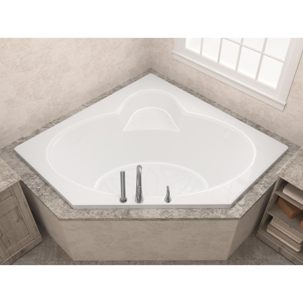 Malachite 5 ft. Acrylic Center Drain Corner Drop-in Non-Whirlpool Bathtub in White - Super Arbor