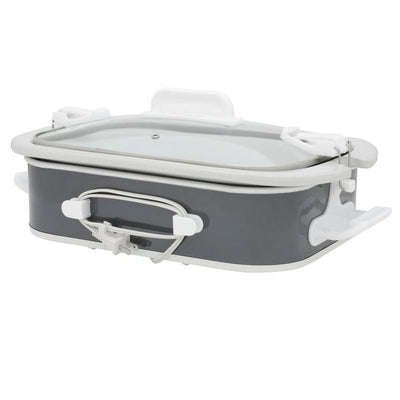 Casserole Crock 3.5 Qt. Charcoal Slow Cooker with Locking Lid