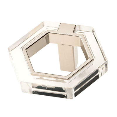 1-7/8 in. (48mm) Polished Nickel and Clear Acrylic Hexagon Cabinet Knob - Super Arbor