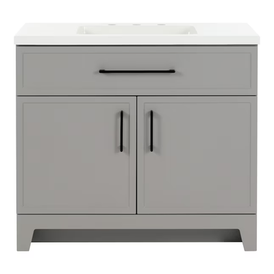 Style Selections Potter 36-in Gray Single Sink Bathroom Vanity with White Cultured Marble Top