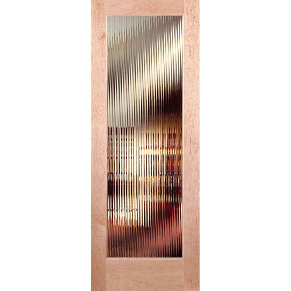 30 in. x 80 in. Reed Smooth 1 Lite Primed MDF Interior Door Slab - Super Arbor