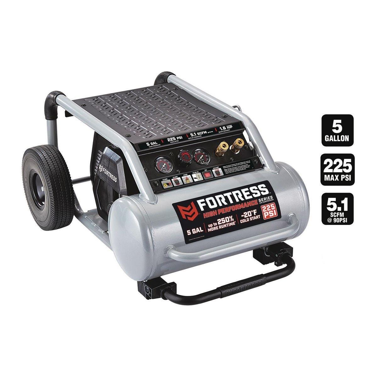 5 Gallon 225 PSI High Performance Wheeled Jobsite Air Compressor ...