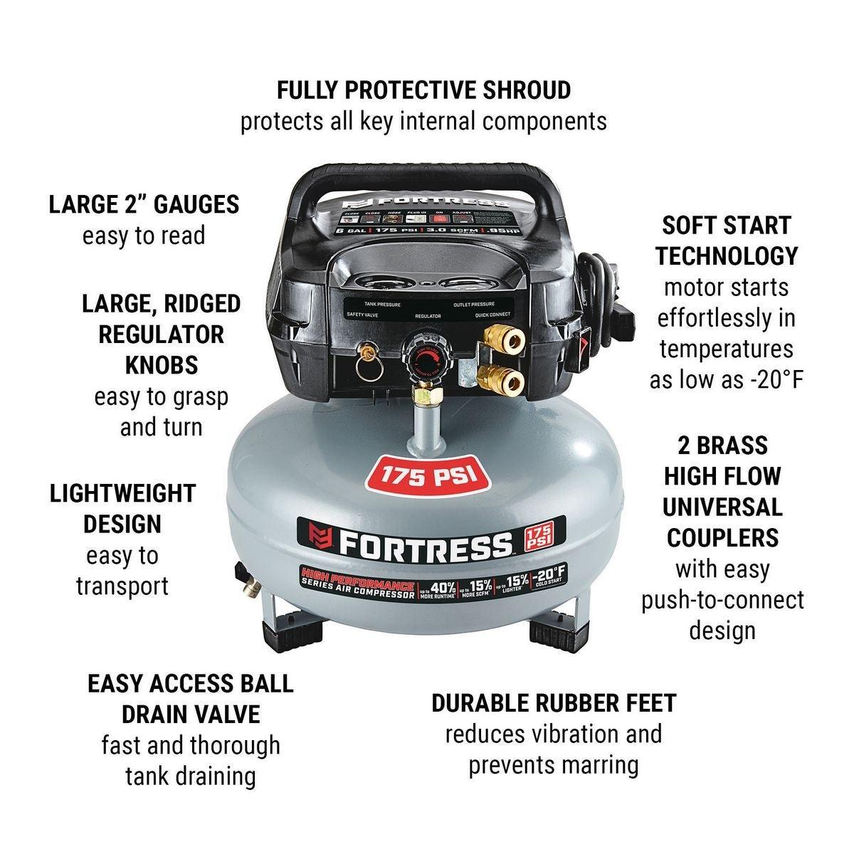 6 gallon 175 PSI High Performance Hand Carry Jobsite Air