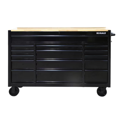 Kobalt 59.8-in L x 42.7-in H 15-Drawers Rolling Black Wood Work Bench