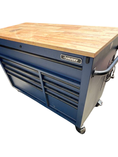 Husky 56 in. 9-Drawer Mobile Workbench in Matte Blue