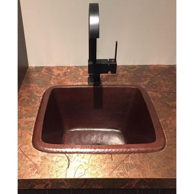 Greco Dual Mount Copper 15 in. Single Bowl Bar/Prep Kitchen Sink in Aged Copper