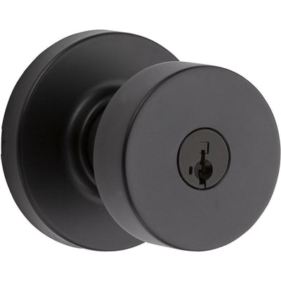 Pismo Round Matte Black Exterior Entry Door Knob Featuring SmartKey Security with Microban Antimicrobial Technology - Super Arbor
