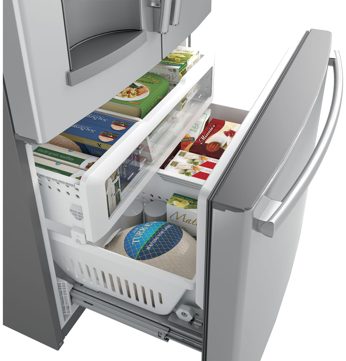 GE 27.7 cu. ft. French Door Refrigerator in Fingerprint Resistant Stainless Steel, ENERGY STAR (GFE28GYNFS)