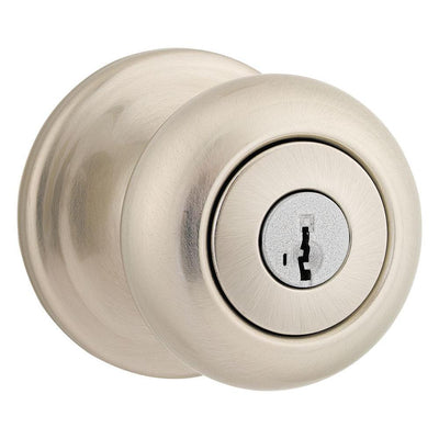 Juno Satin Nickel Entry Door Knob Featuring SmartKey Security with Microban Antimicrobial Technology - Super Arbor