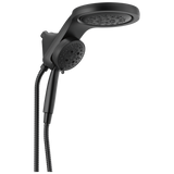Delta HydroRain Two-in-One 5-Spray 6 in. Double Wall-Mount Fixed H2Okinetic Shower Head with Hand Shower, Matte Black