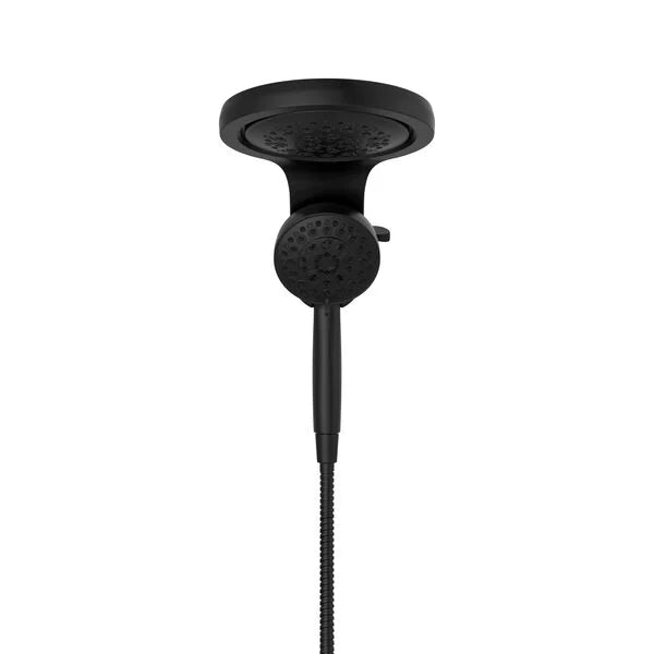 Delta HydroRain Two-in-One 5-Spray 6 in. Double Wall-Mount Fixed H2Okinetic Shower Head with Hand Shower, Matte Black