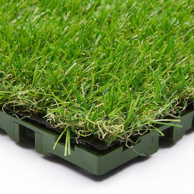 Ottomanson Ottomanson Evergreen Artificial Turf Interlocking Grass Tiles, 12