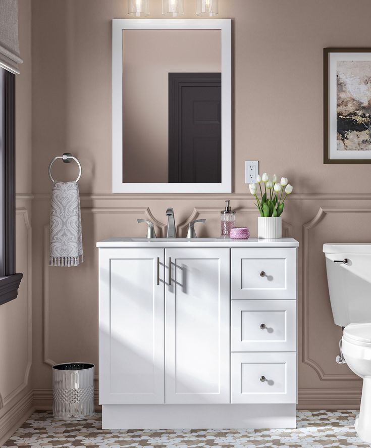 Style Selections Davies 36-in White Single Sink Bathroom Vanity with White Cultured Marble Top (Mirror Included)