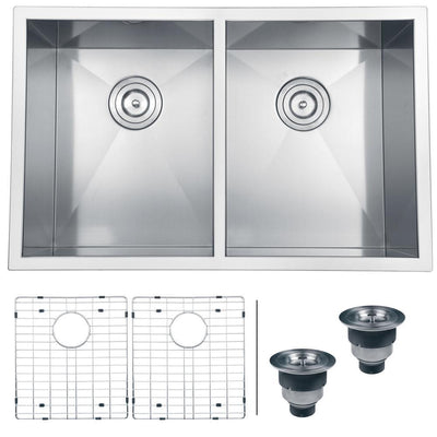 Undermount Stainless Steel 30 in. 16-Gauge 50/50 Double Bowl Kitchen Sink - Super Arbor