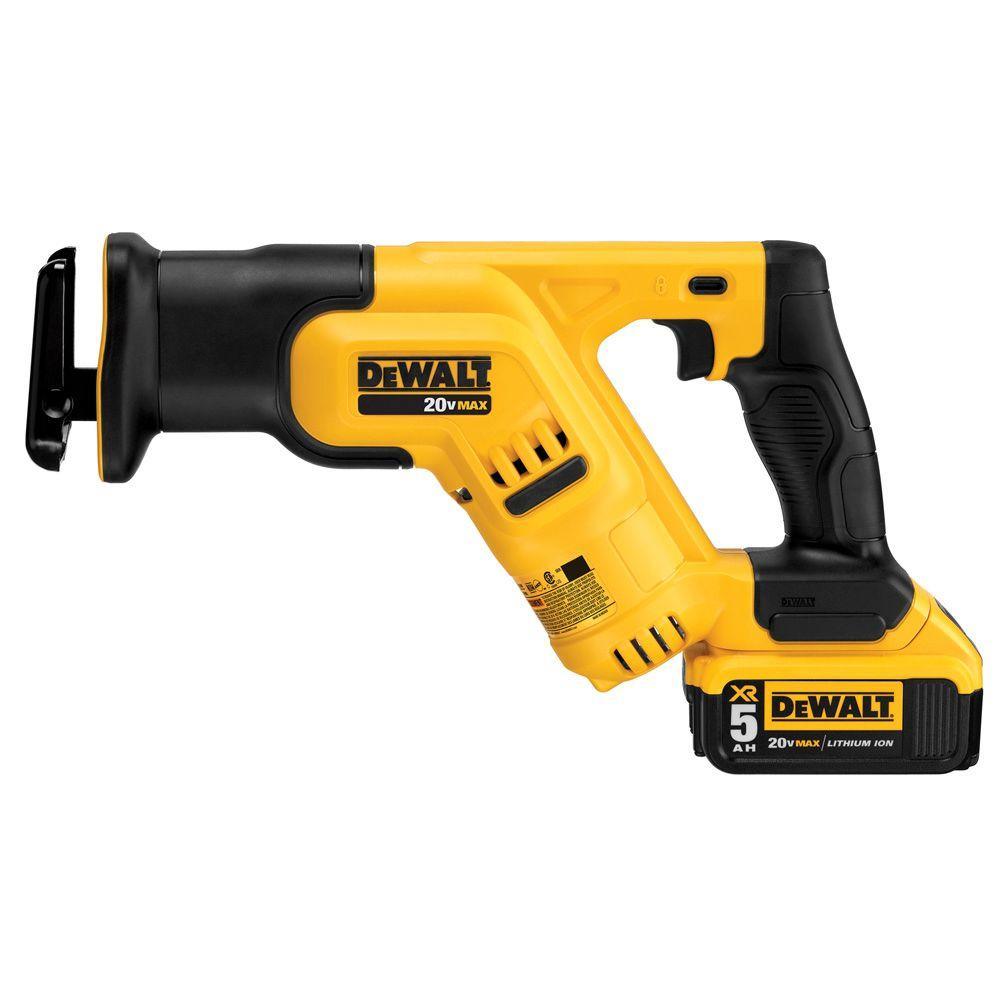 20-Volt MAX Lithium-Ion Cordless Compact Reciprocating Saw Kit with Battery 5Ah, Charger and Contractor Bag - Super Arbor