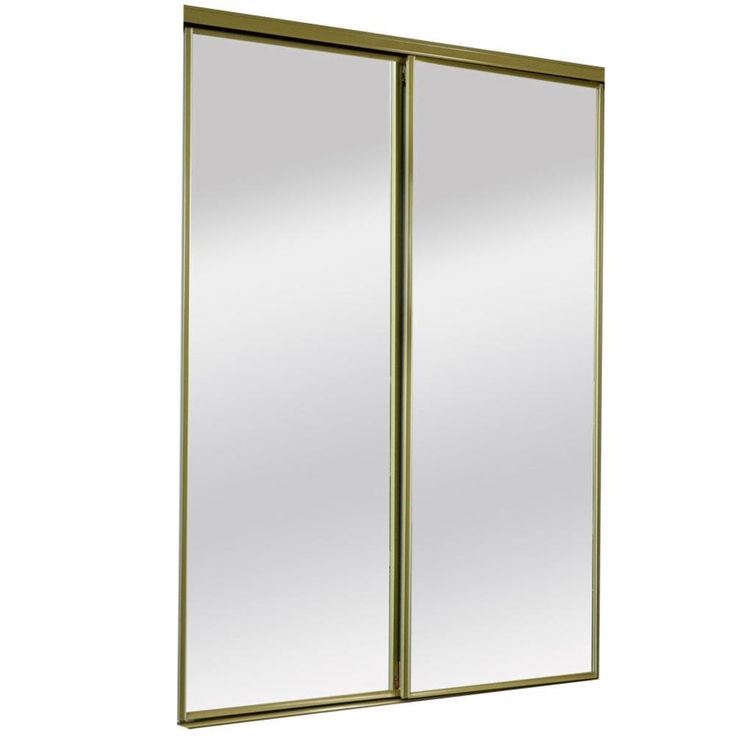 ReliaBilt 9500 Series 60-in x 80-in Bright Gold Mirror/Panel Mirrored Glass Prefinished Steel Sliding Door (Hardware Included)