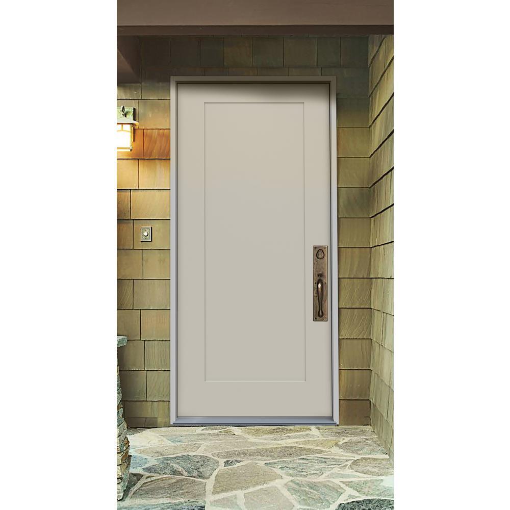 32 in. x 80 in. 1-Panel Craftsman Primed Steel Prehung Left-Hand Inswing Front Door - Super Arbor