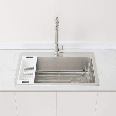 Offset Drain Kitchen Sink 16 Gauge Stainless Steel (33 in. x 22 in. Drop-In Top Mount)