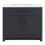 Style Selections Potter 36-in Blue Single Sink Bathroom Vanity with White Cultured Marble Top