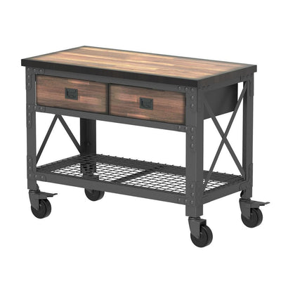 48 in. x 24 in. 2-Drawers Rolling Industrial Workbench and Wood Top - Super Arbor
